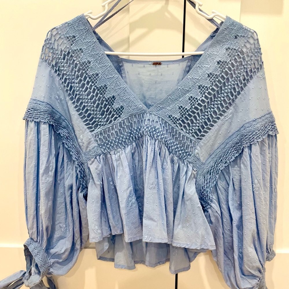 Free People Periwinkle Blue Blouse. SIZE M.